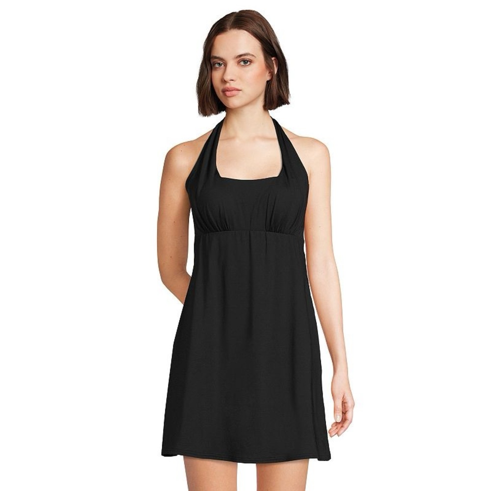Lands' End Chlorine Resistant Square Neck Halter Swim Dress